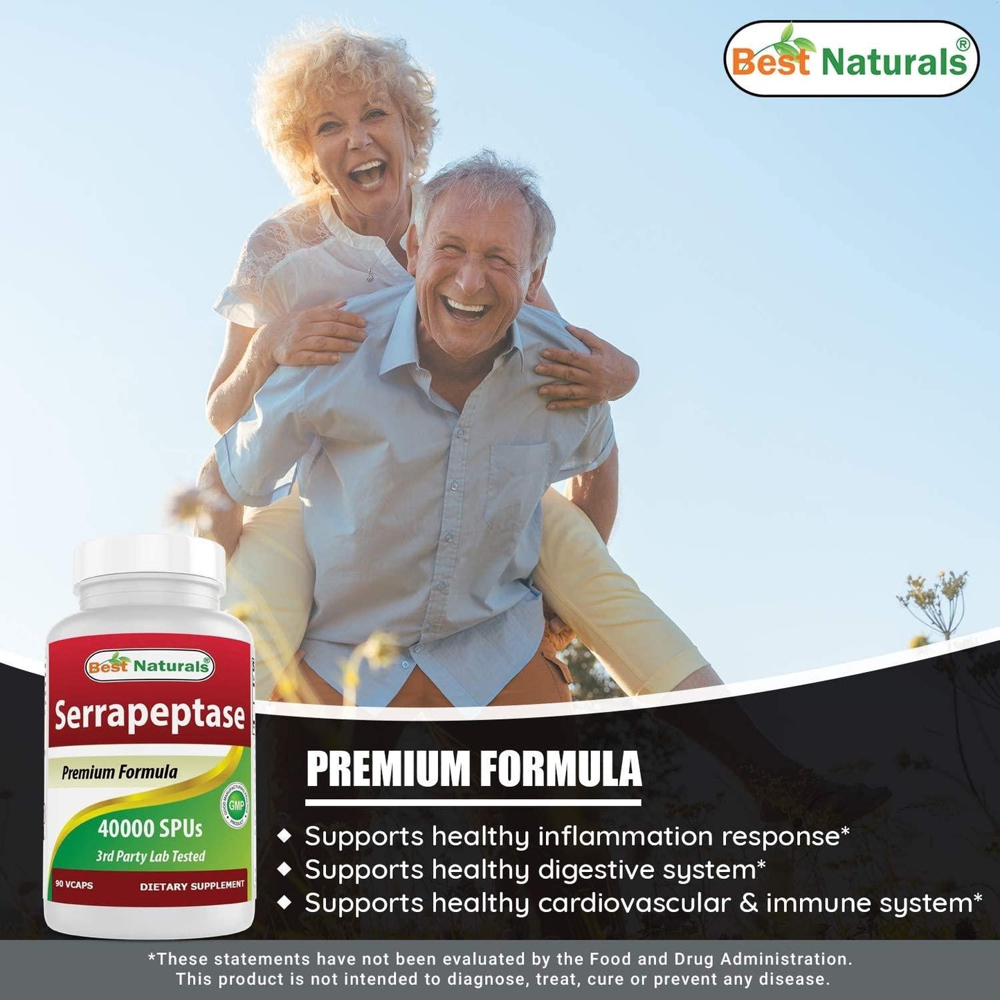 Best Naturals Serrapeptase 40000 SPUs 90 Vcaps