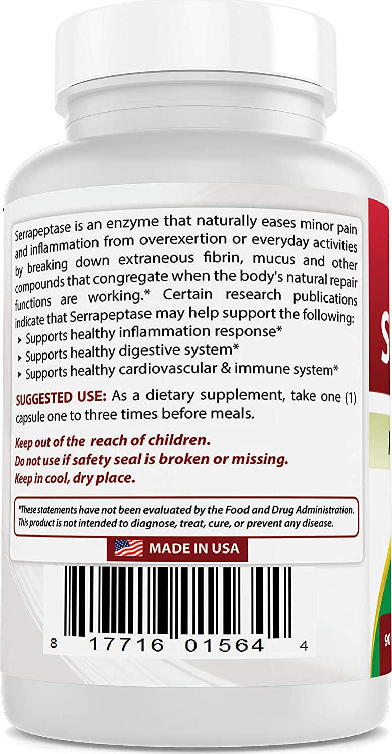 Best Naturals Serrapeptase 40000 SPUs 90 Vcaps