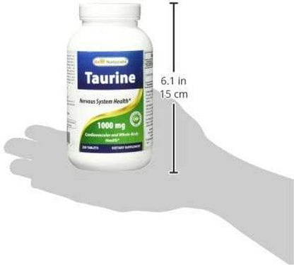 Best Naturals Taurine 1000 mg 250 Tablets - Supports Eye Health, Healthy Cellular Activity and Cardiovascular Health