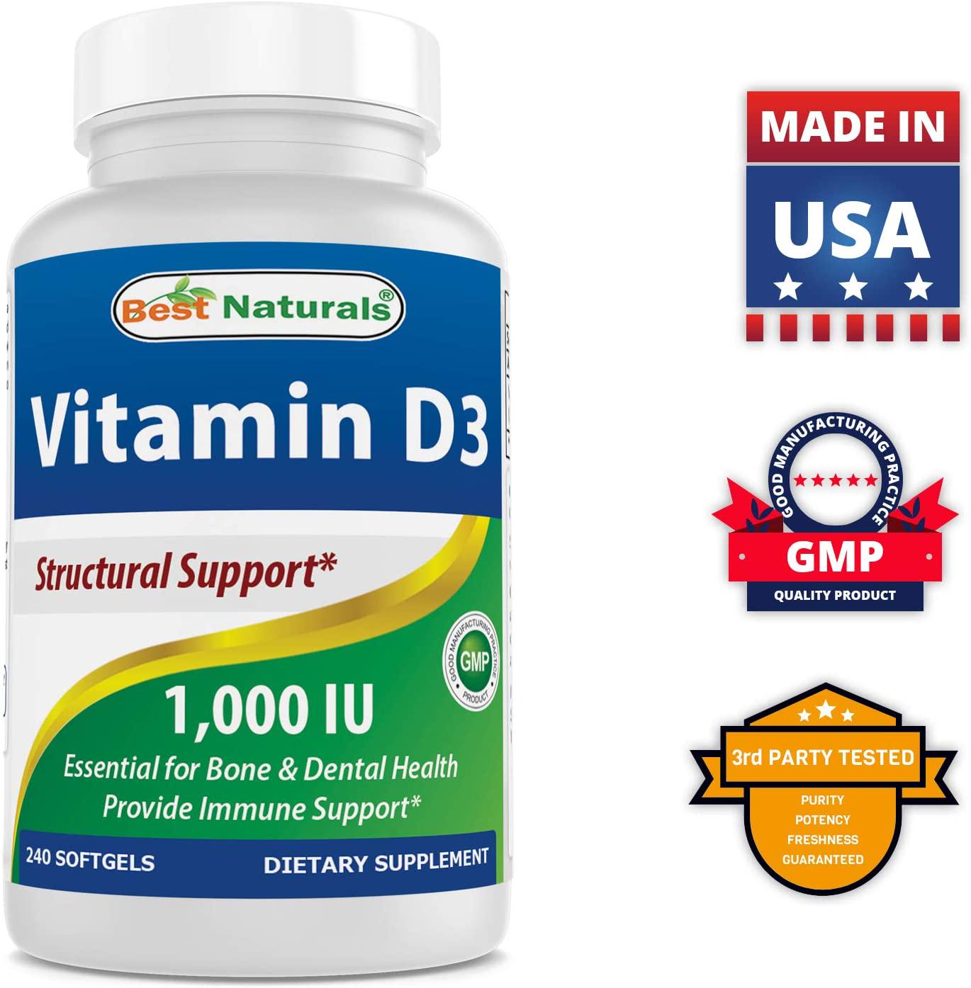 Best Naturals Vitamin D3 1000 Iu 240 Softgels