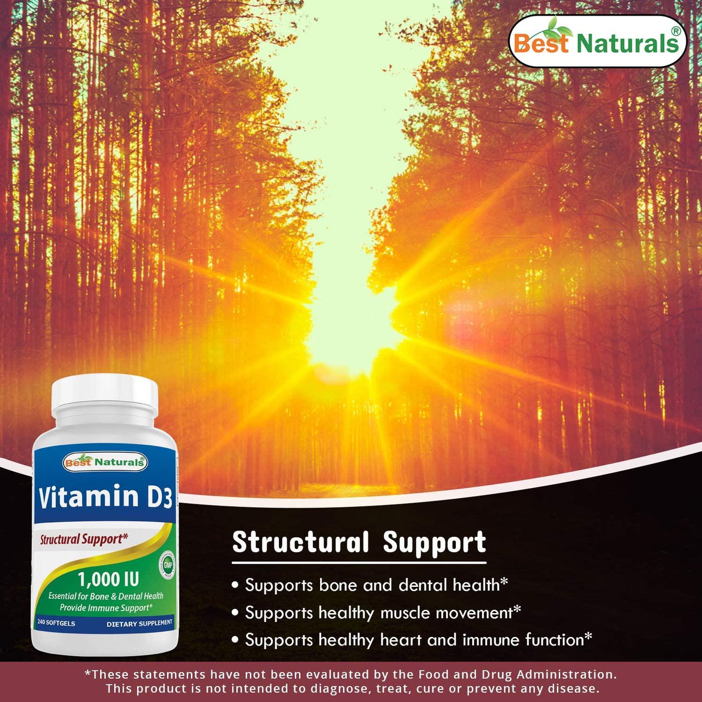 Best Naturals Vitamin D3 1000 Iu 240 Softgels