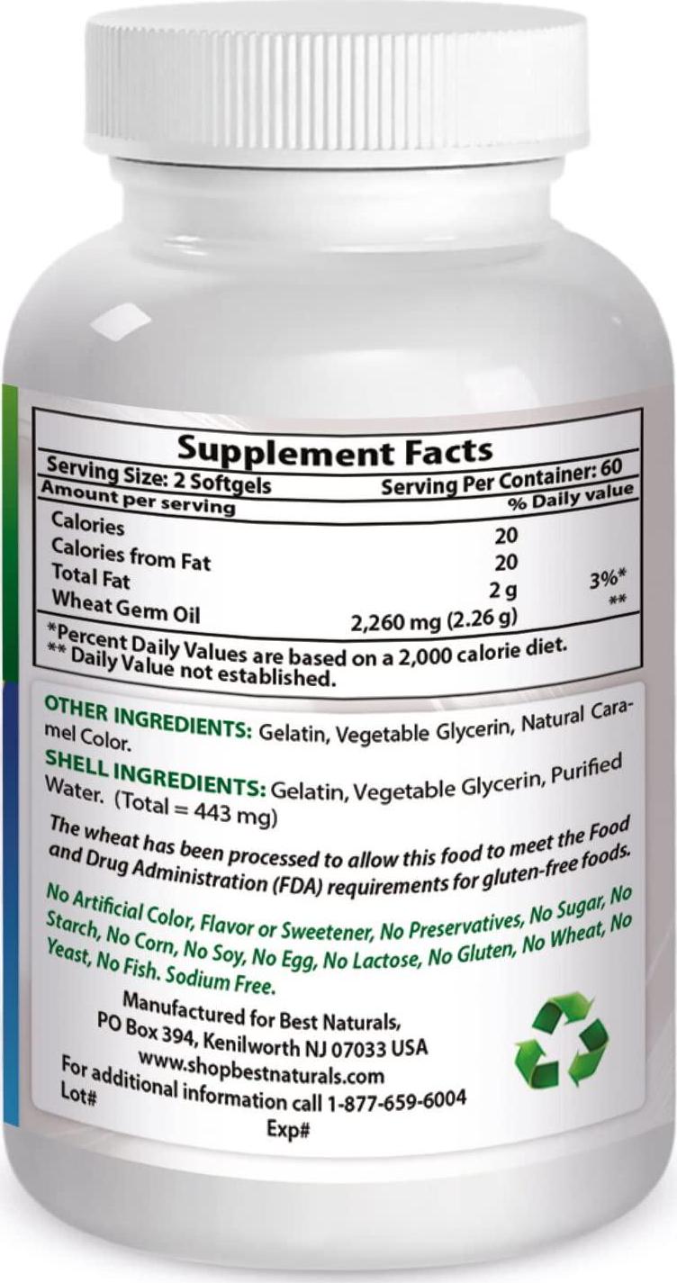 Best Naturals Wheat Germ Oil 1130 mg 120 Softgels