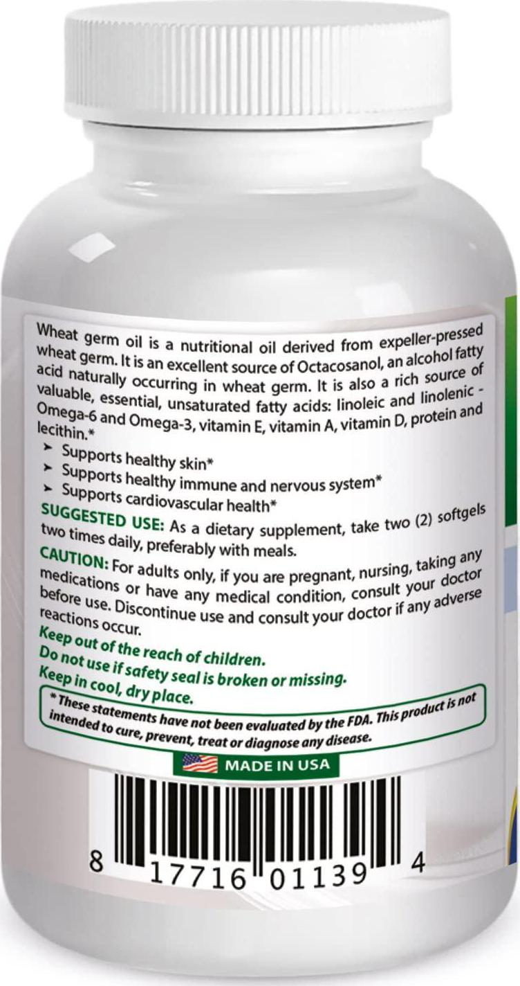 Best Naturals Wheat Germ Oil 1130 mg 120 Softgels