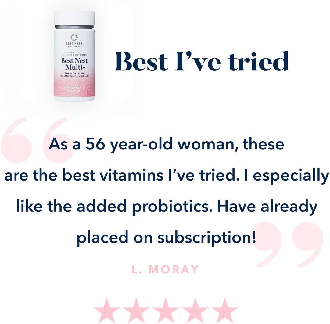 Best Nest Multi+ for Women Over 50, Methylfolate (Folic Acid), Natural Whole Food Organic Blend, Once Daily Vitamins, Immune Support, 30 Ct, Best Nest Wellness