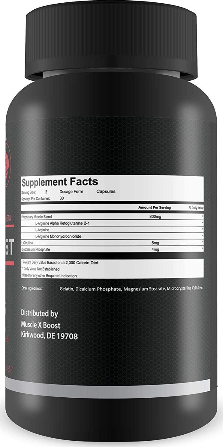 Best Selling- Muscle X Boost- Premium L-Arginine Formula- Extra Strength Muscle Growth Support- Nitric Oxide Booster-Build Lean Muscle-Stimulates Protein Synthesis-Boost Endurance
