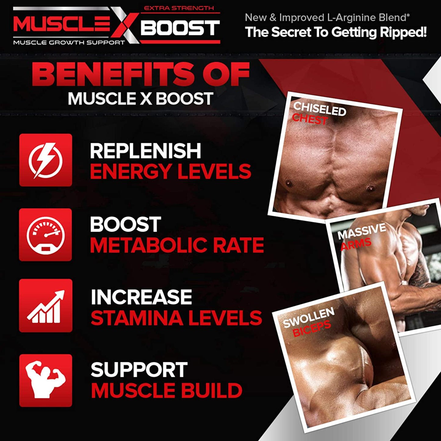 Best Selling- Muscle X Boost- Premium L-Arginine Formula- Extra Strength Muscle Growth Support- Nitric Oxide Booster-Build Lean Muscle-Stimulates Protein Synthesis-Boost Endurance