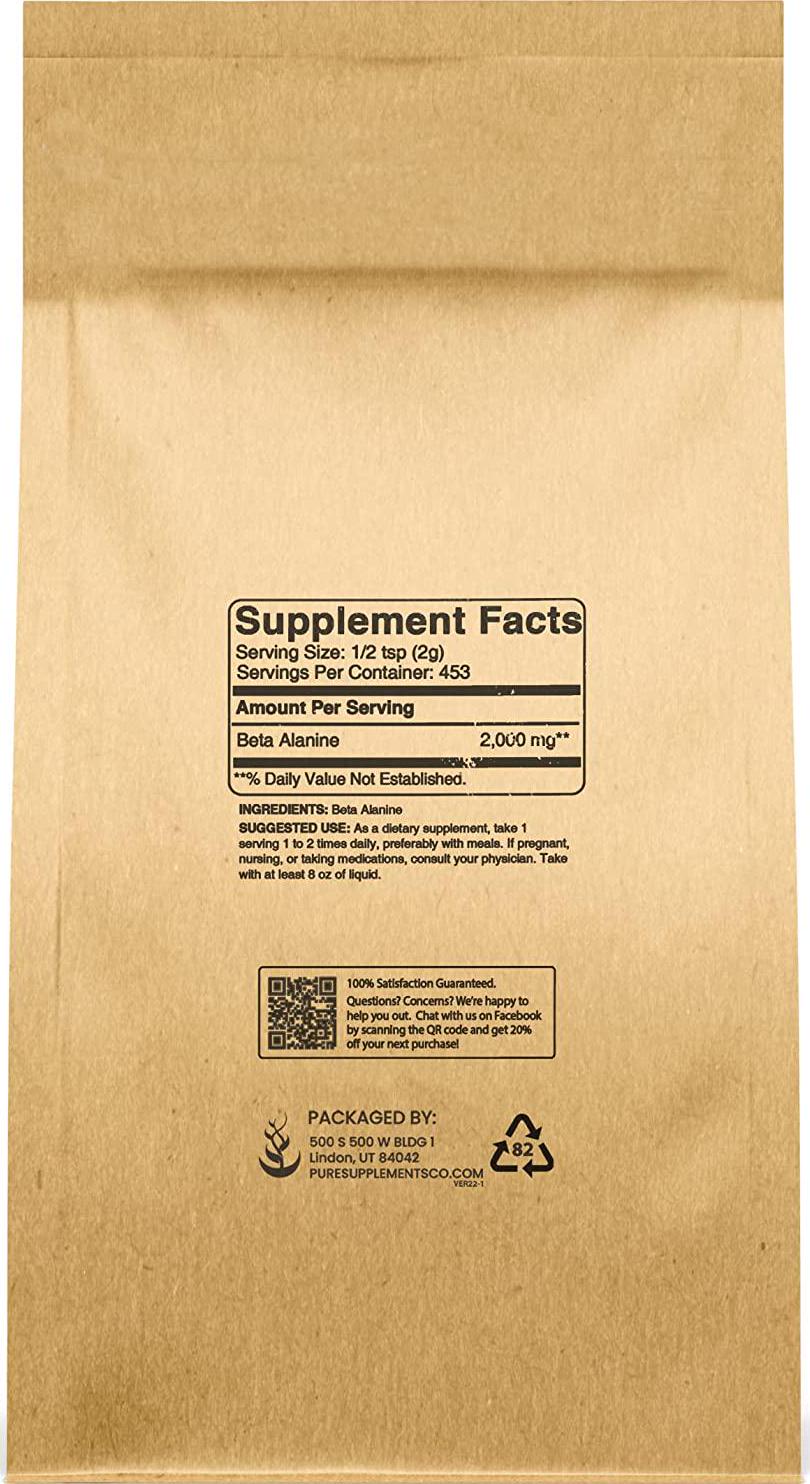 Beta Alanine Powder (2lb), Always Pure Non-Essential Amino Acid, Gluten-Free, Non-GMO