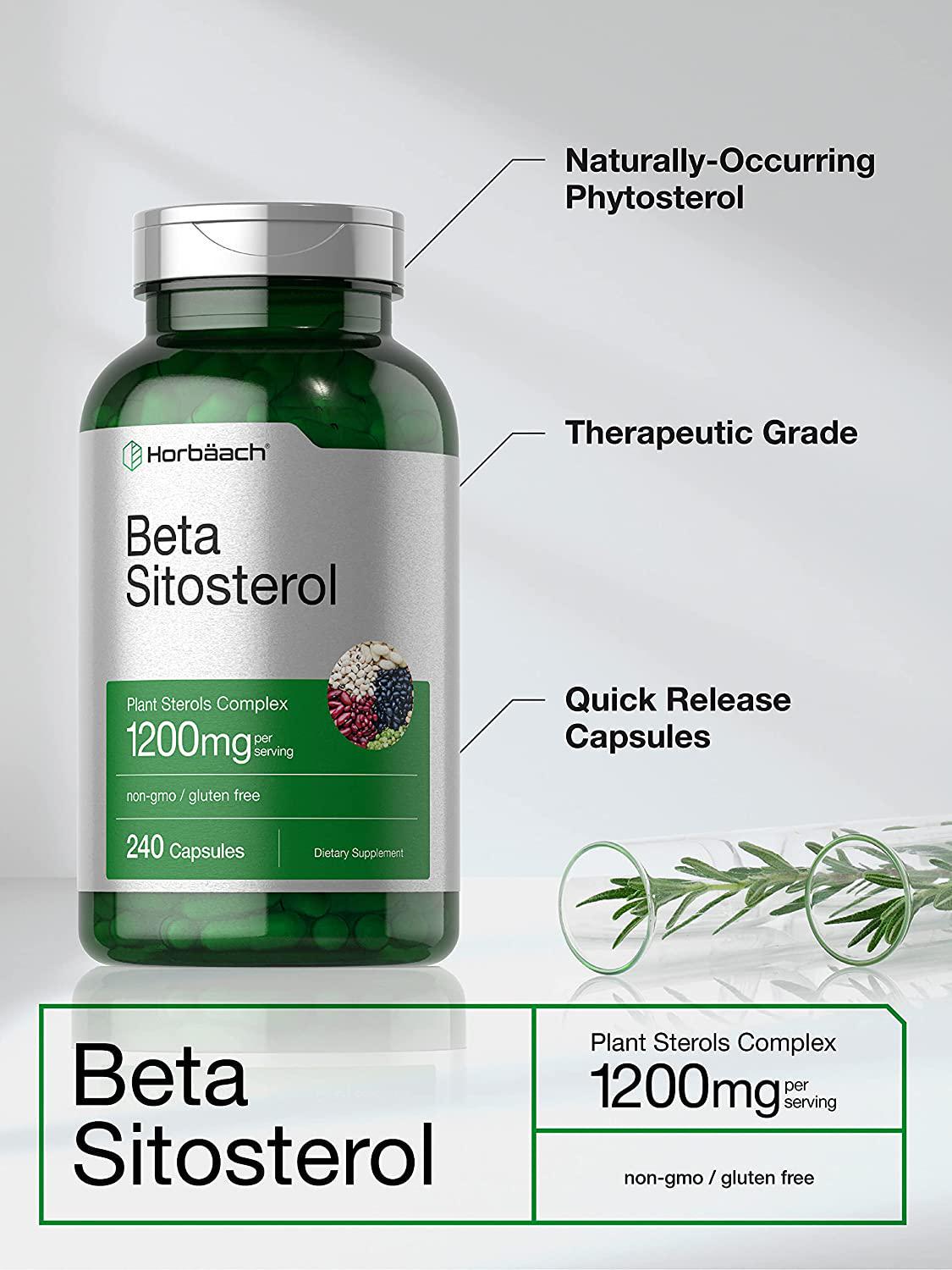 Beta Sitosterol 1200mg | 240 Capsules | Mega Strength | Plant Sterols Complex | Non-GMO, Gluten Free Supplement | by Horbaach