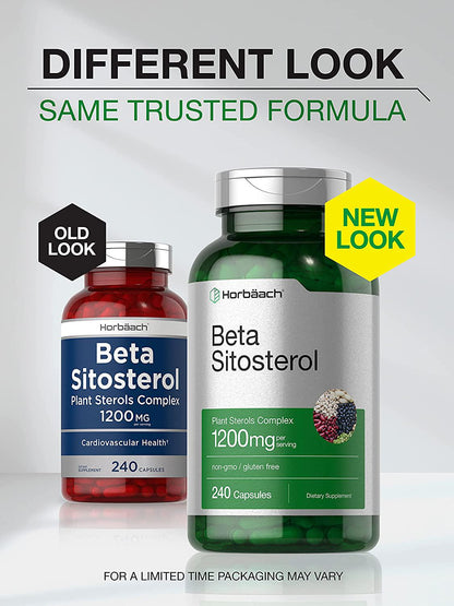 Beta Sitosterol 1200mg | 240 Capsules | Mega Strength | Plant Sterols Complex | Non-GMO, Gluten Free Supplement | by Horbaach