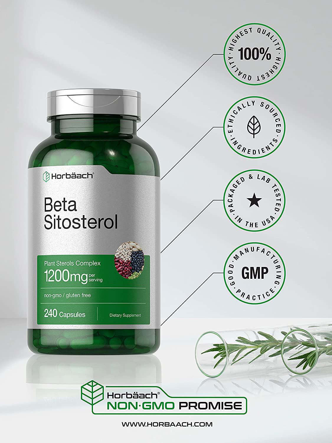 Beta Sitosterol 1200mg | 240 Capsules | Mega Strength | Plant Sterols Complex | Non-GMO, Gluten Free Supplement | by Horbaach