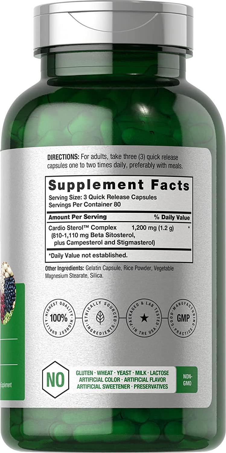 Beta Sitosterol 1200mg | 240 Capsules | Mega Strength | Plant Sterols Complex | Non-GMO, Gluten Free Supplement | by Horbaach