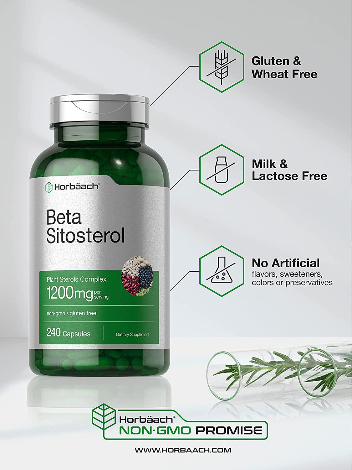 Beta Sitosterol 1200mg | 240 Capsules | Mega Strength | Plant Sterols Complex | Non-GMO, Gluten Free Supplement | by Horbaach