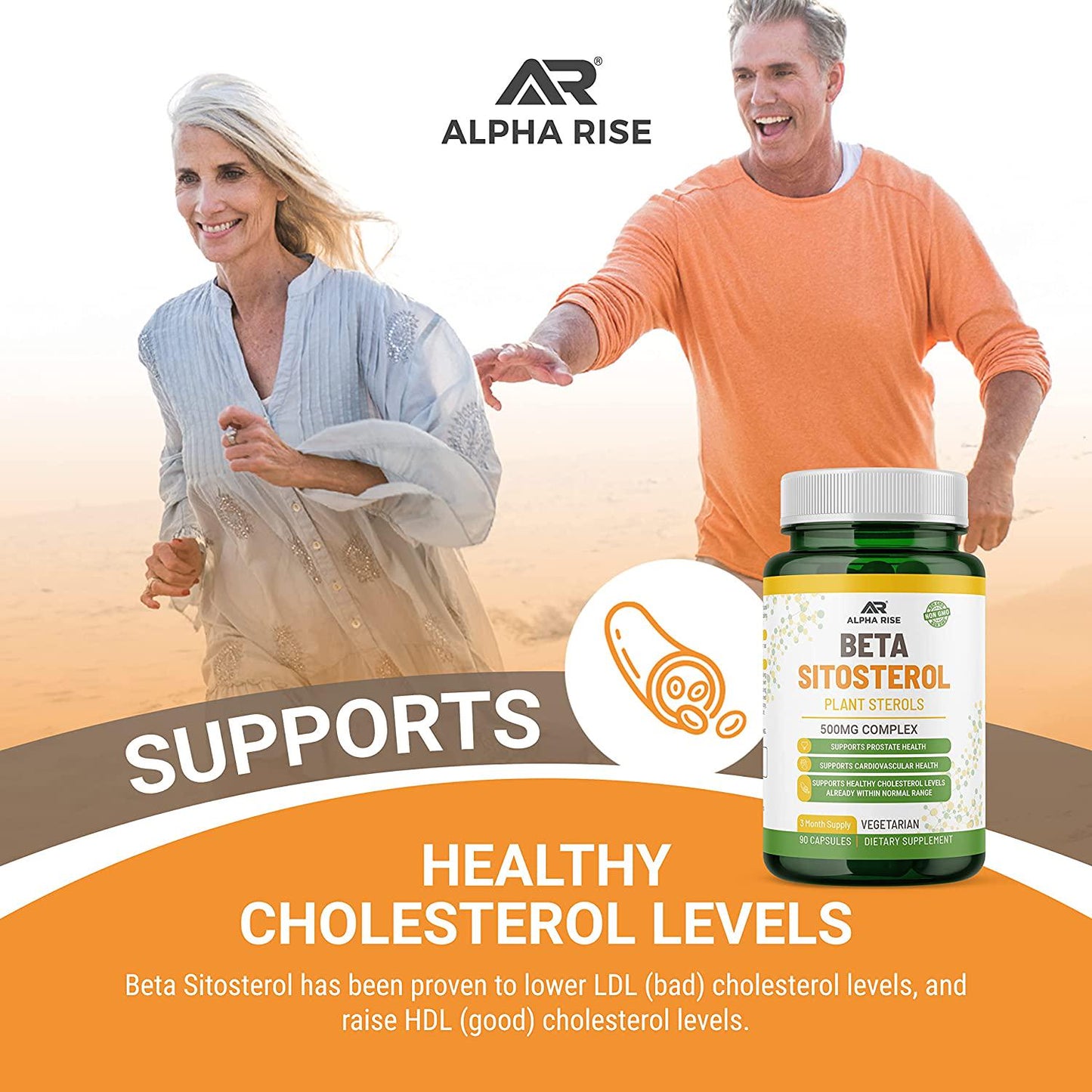 Beta Sitosterol - Natural Plant Sterols - 500mg Tablets - Sterol Complex with Phytosterols - Non-GMO Plant Sterols and Stanols Supplement Supports Prostate Health and Healthy Cholesterol Levels