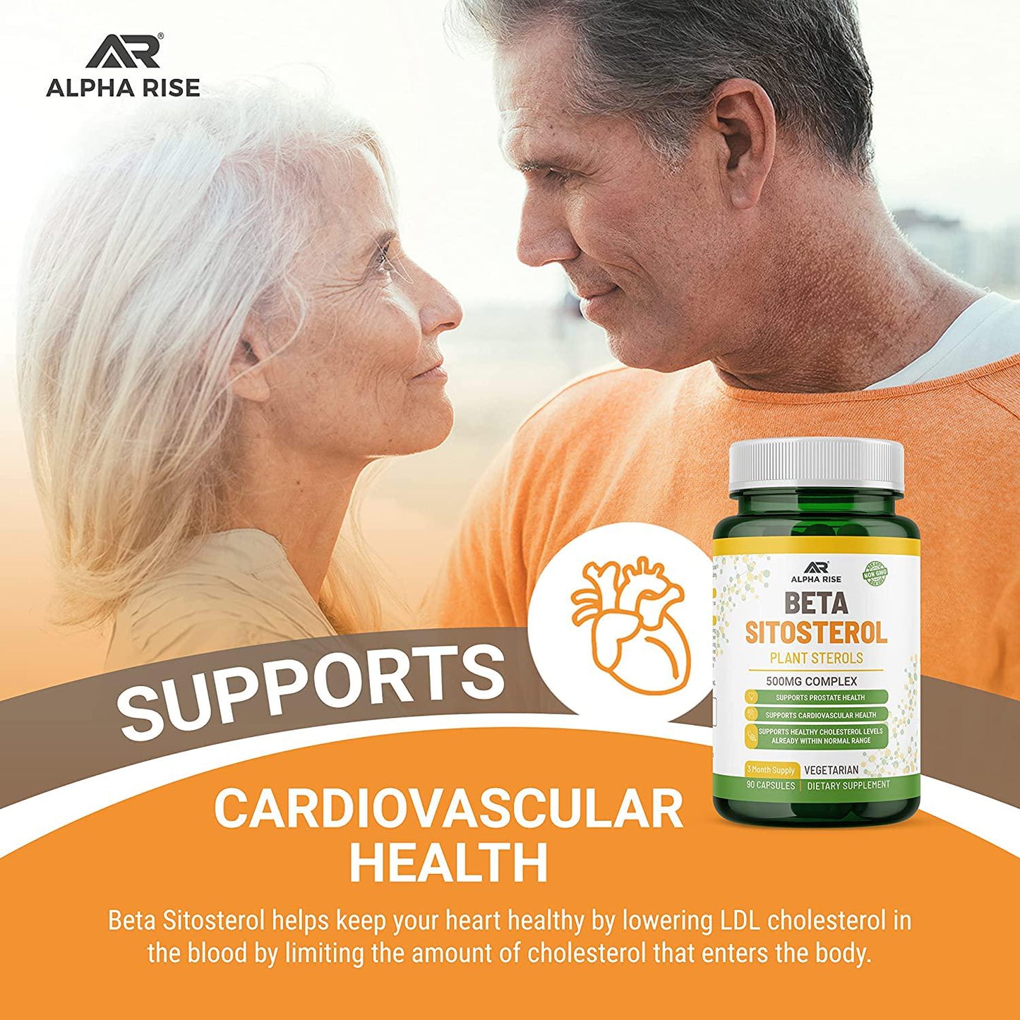 Beta Sitosterol - Natural Plant Sterols - 500mg Tablets - Sterol Complex with Phytosterols - Non-GMO Plant Sterols and Stanols Supplement Supports Prostate Health and Healthy Cholesterol Levels