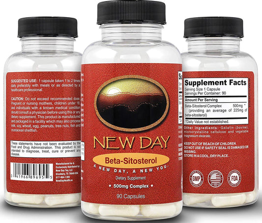 Beta Sitosterol | Prostate Supplements for Men | Supports Cardiovascular Health and Healthy Cholesterol Levels | Made in The USA | 500mg, 90 Capsules by New Day Health