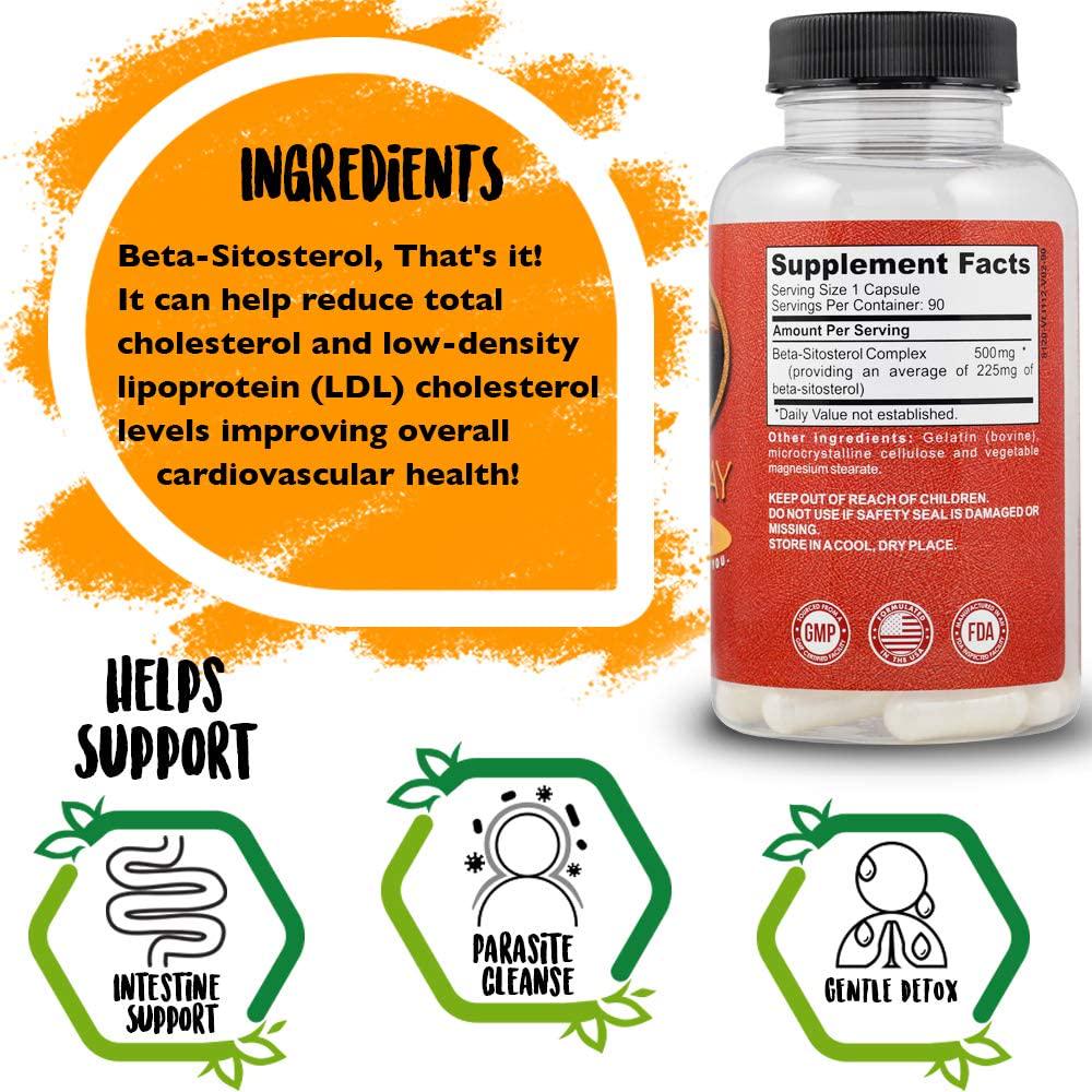 Beta Sitosterol | Prostate Supplements for Men | Supports Cardiovascular Health and Healthy Cholesterol Levels | Made in The USA | 500mg, 90 Capsules by New Day Health