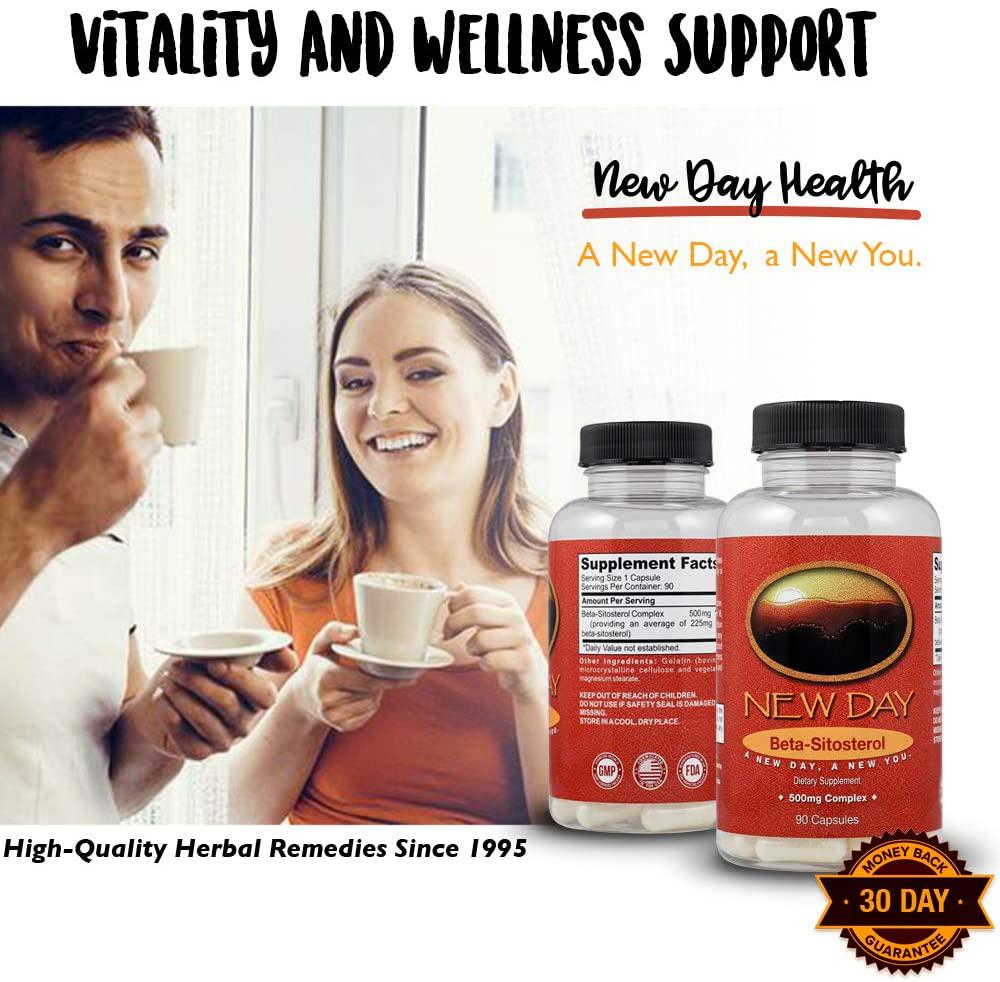 Beta Sitosterol | Prostate Supplements for Men | Supports Cardiovascular Health and Healthy Cholesterol Levels | Made in The USA | 500mg, 90 Capsules by New Day Health