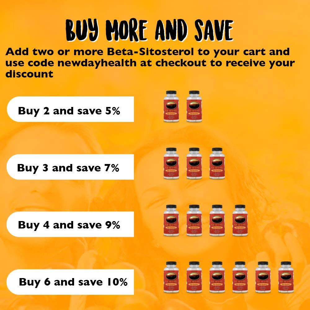 Beta Sitosterol | Prostate Supplements for Men | Supports Cardiovascular Health and Healthy Cholesterol Levels | Made in The USA | 500mg, 90 Capsules by New Day Health