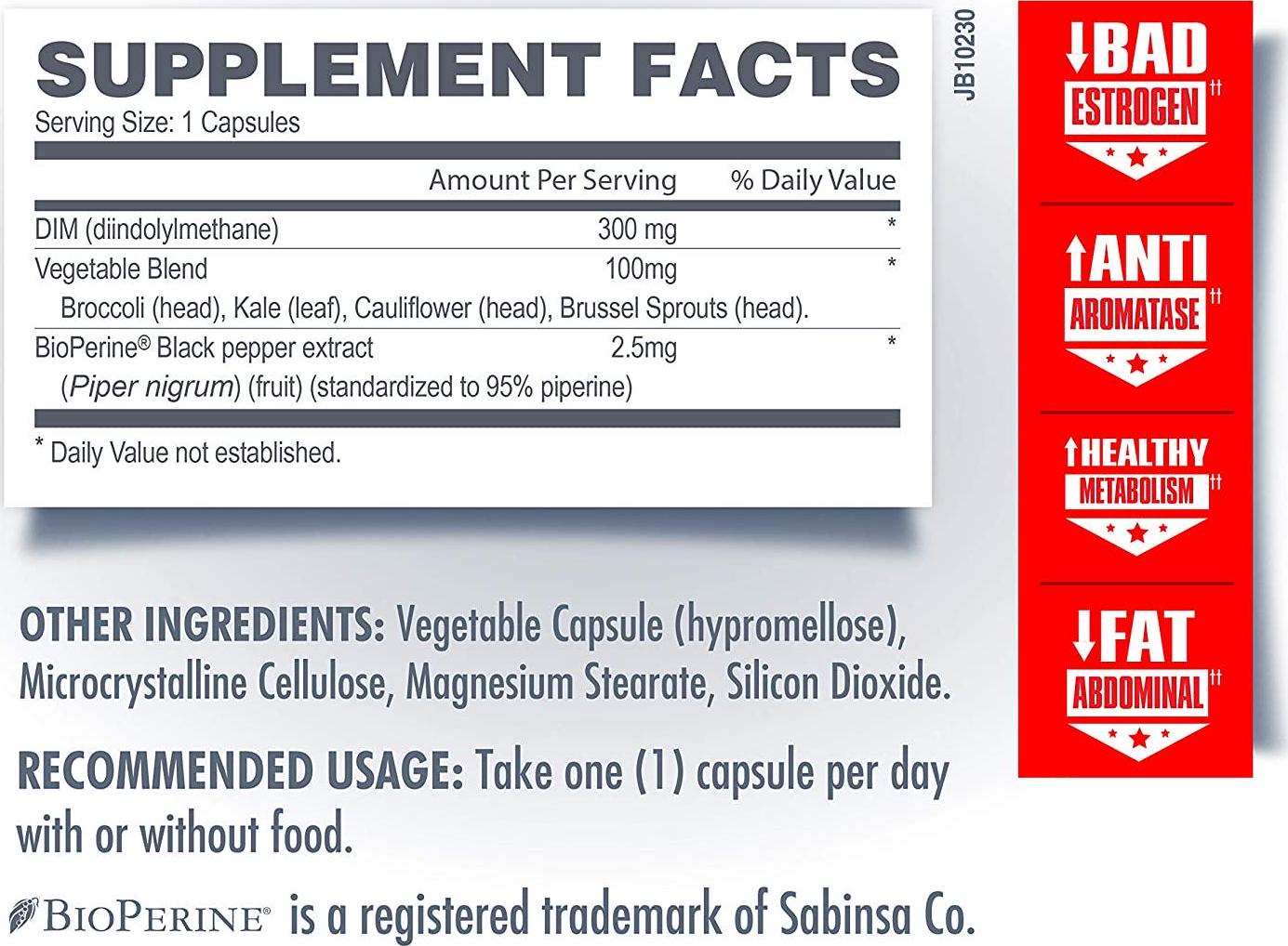 Betancourt Nutrition E-Block Reloaded | 300mg of DIM | Naturally Assist with Anti-aromatase Activity | 120 Capsules