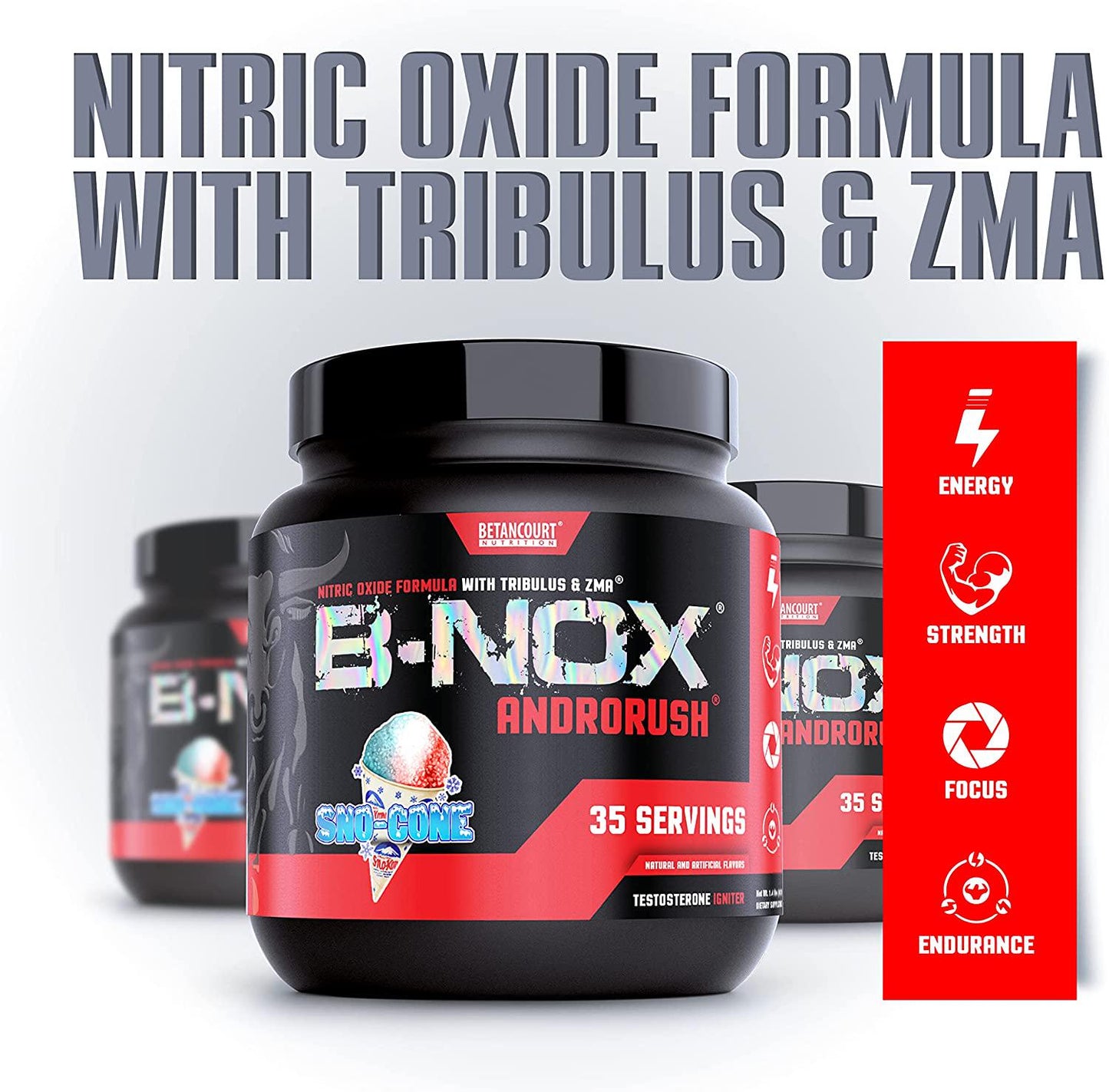 Betancourt Nutrition B-Nox Androrush Pre Workout Supplement with 3 Creatine Blend, BCAA s, Beta-Alanine, and Energy- SNO-Cone, 35 Servings