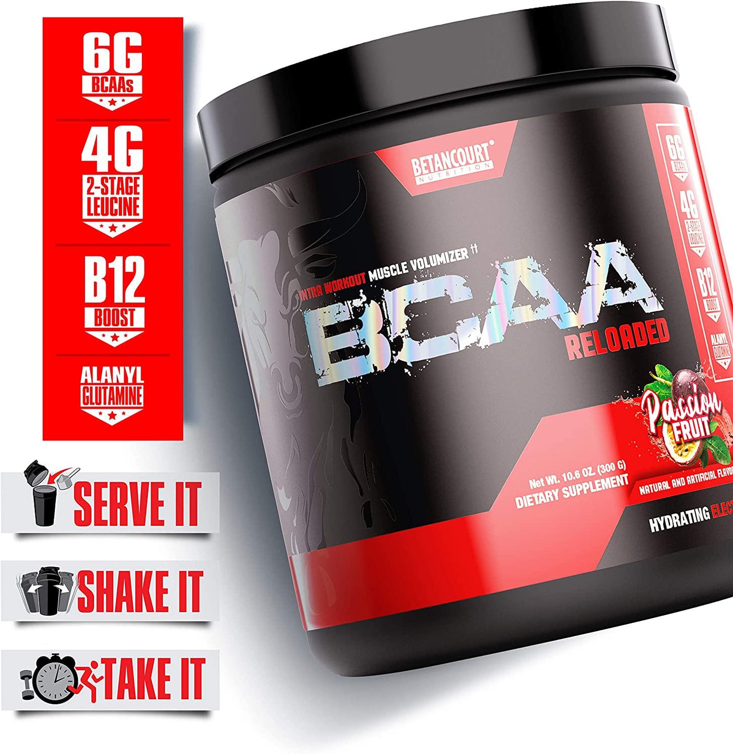 Betancourt Nutrition BCAA Plus Series Intra-Workout, Instantized Branched Chain Amino Acids, Stronger Recovery, Powder, 10.5 oz. (30 Servings), Passion Fruit