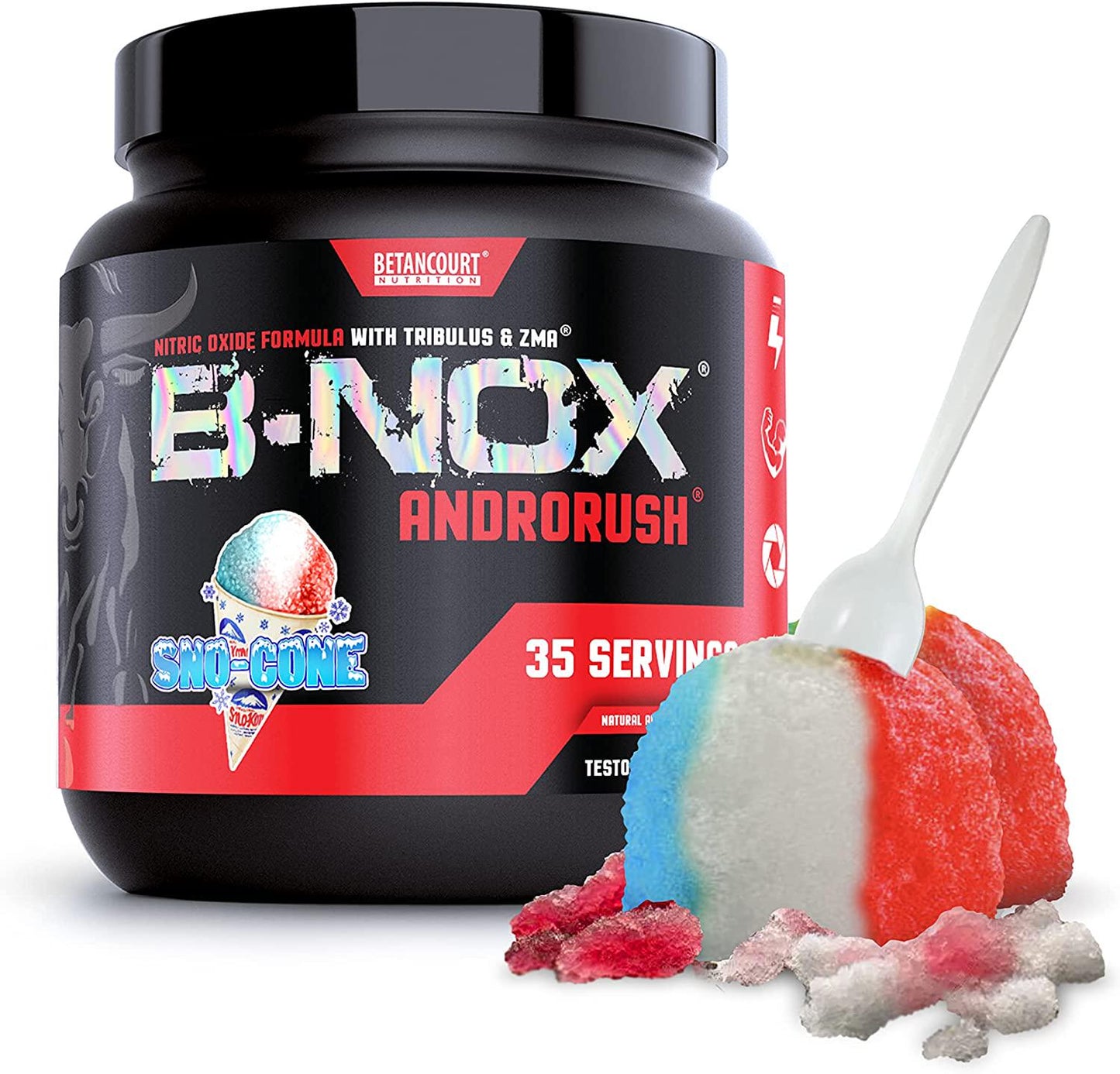 Betancourt Nutrition B-Nox Androrush Pre Workout Supplement with 3 Creatine Blend, BCAA s, Beta-Alanine, and Energy- SNO-Cone, 35 Servings