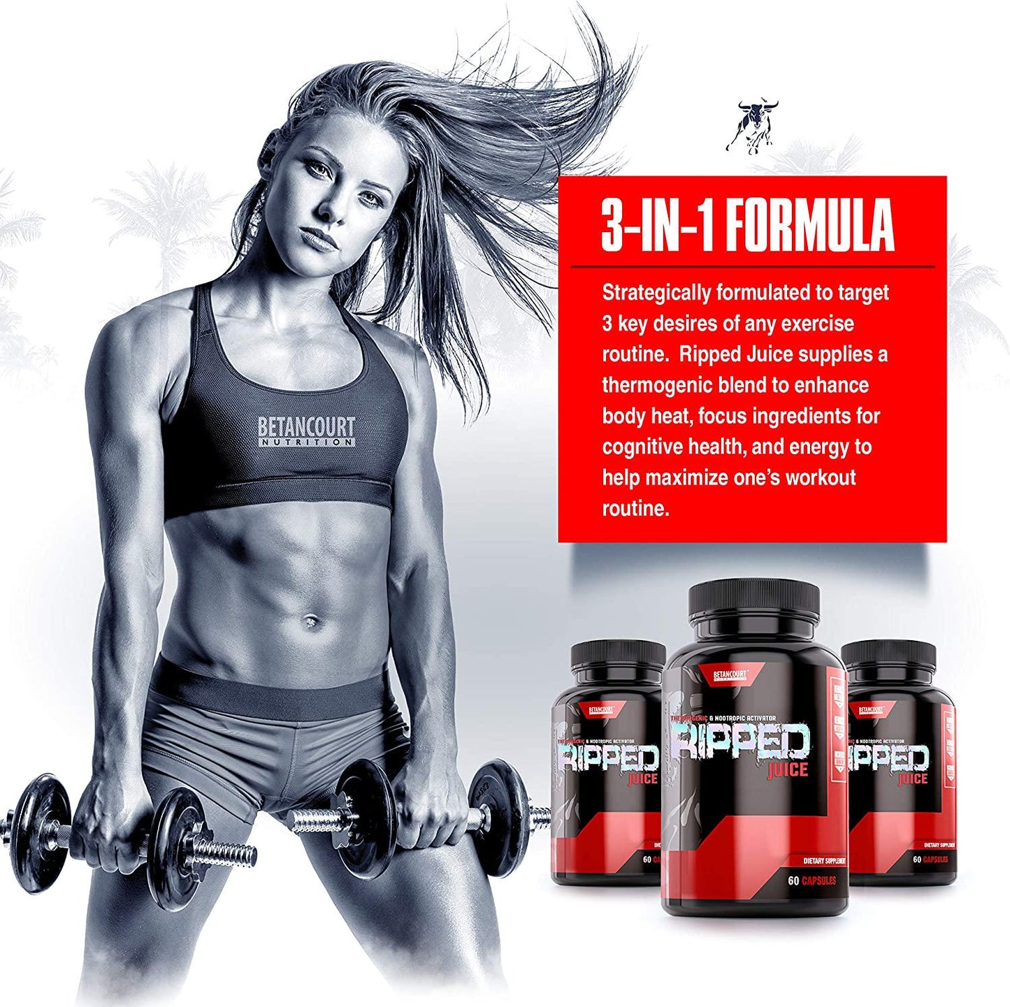 Betancourt Nutrition Ripped Juice EX2 Advanced Thermogenic Supplement (DMAA FREE), Boost Energy, Ultimate Fat Burning, Capsule, 60 ct.