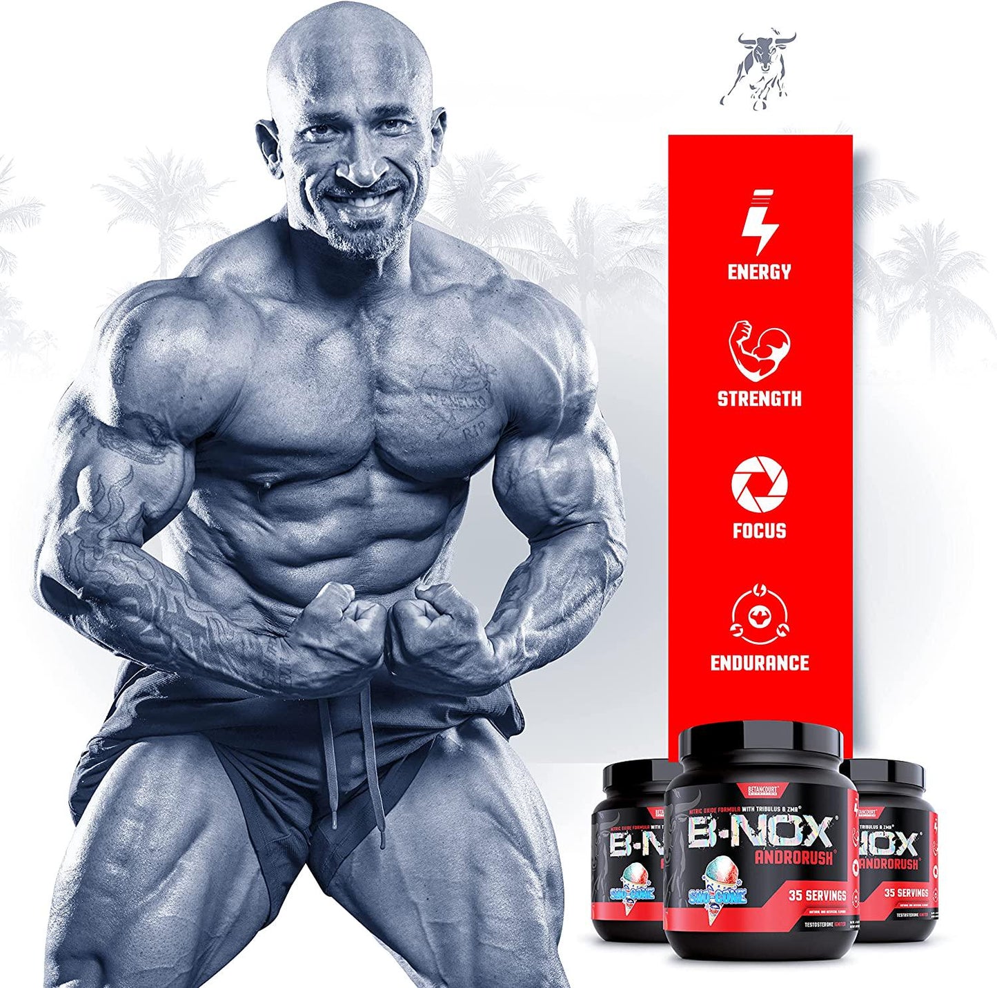 Betancourt Nutrition B-Nox Androrush Pre Workout Supplement with 3 Creatine Blend, BCAA s, Beta-Alanine, and Energy- SNO-Cone, 35 Servings