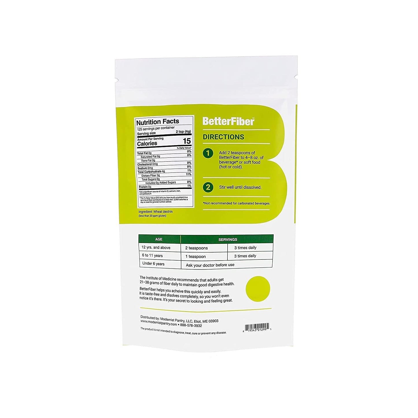 BetterFiber - Prebiotic Fiber Supplement [100% Generic Equivalent of Leading Brand] Non-GMO Gluten-Free Vegan OU Kosher Certified - 17.6oz/500g (125 Servings)