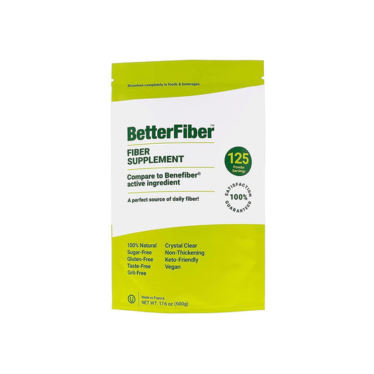 BetterFiber - Prebiotic Fiber Supplement [100% Generic Equivalent of Leading Brand] Non-GMO Gluten-Free Vegan OU Kosher Certified - 17.6oz/500g (125 Servings)