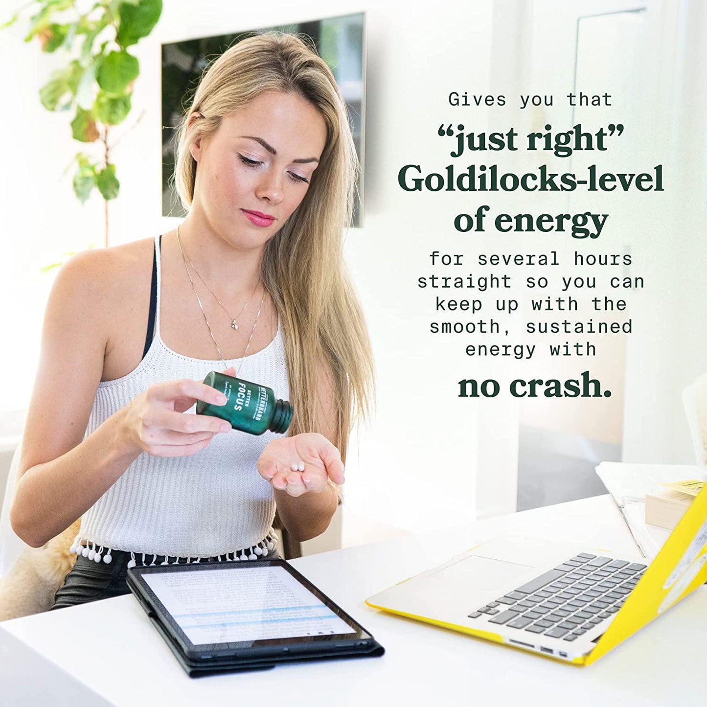 BetterFocus, Nootropic Brain Supplement - Perform at Peak Mental Ability - Improves Focus, Memory and Energy Support - Natural Ingredients Caffeine, Dynamine, L-Theanine and TeaCrine - Better-Brand