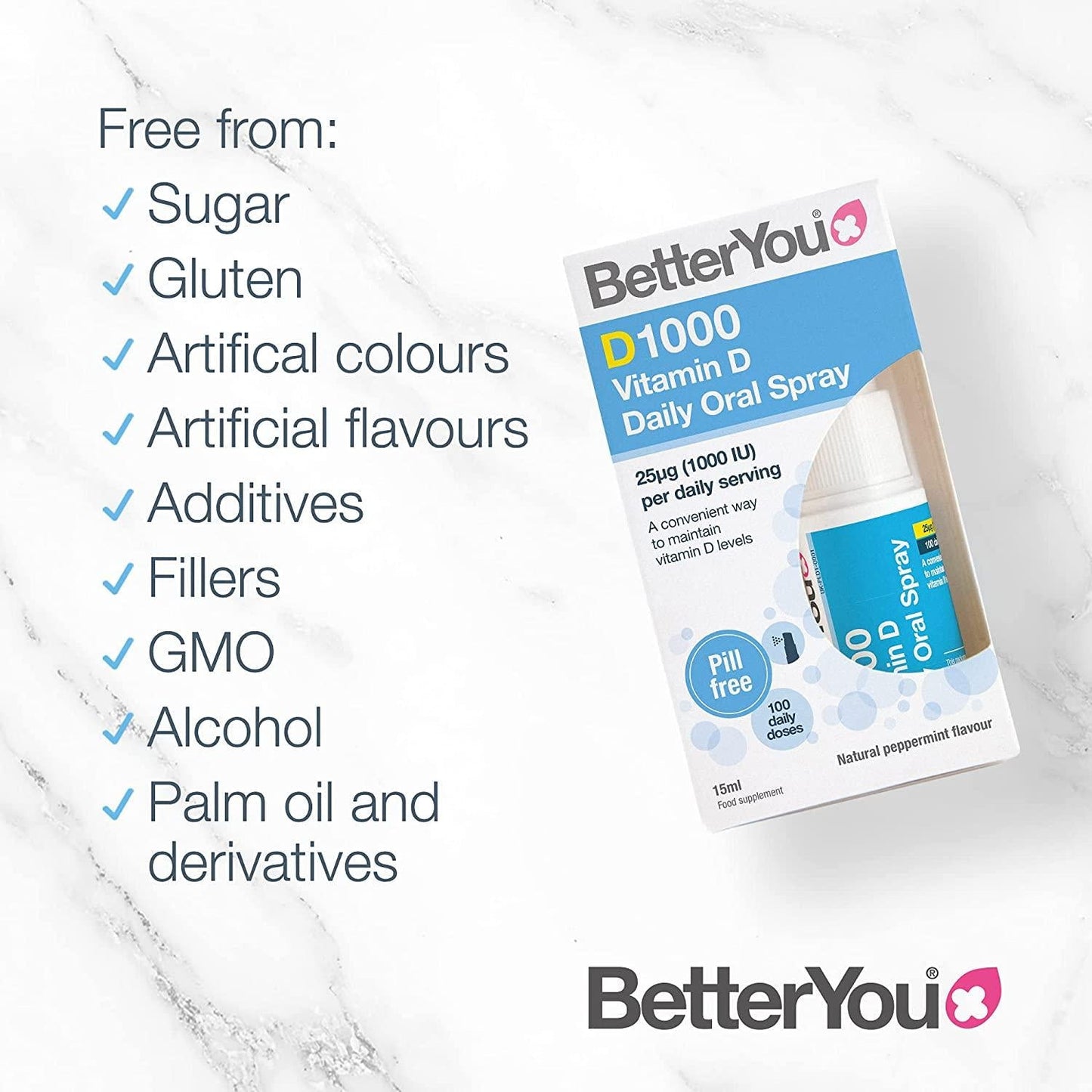 BetterYou DLux1000 Vitamin D3 Oral Spray 15ml (636936)