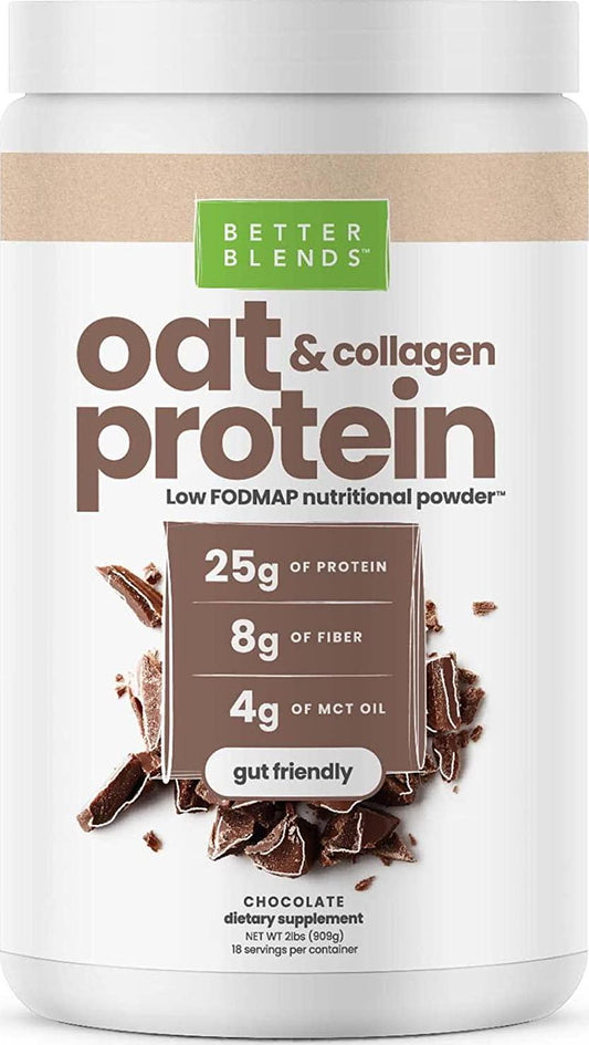 Better Blends Oat and Collagen Low FODMAP Nutritional Protein Powder, Chocolate, 2 Pounds