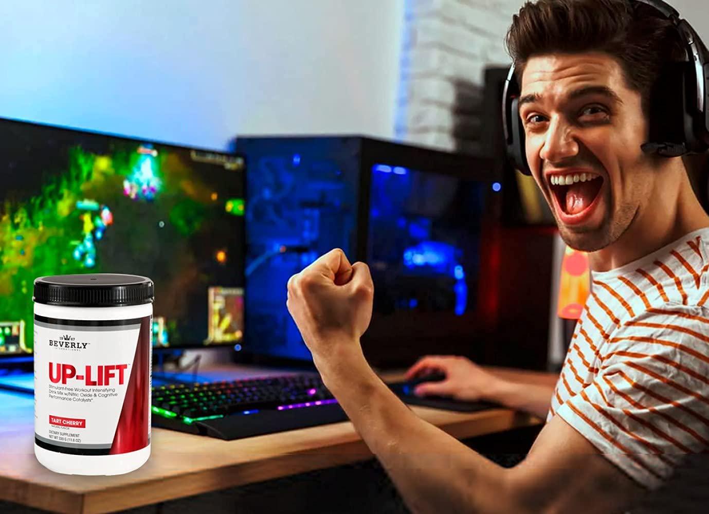 Beverly International Up-Lift Caffeine-Free, Non-Habit-Forming Pre-Workout, Up Your Gaming, 330 grams