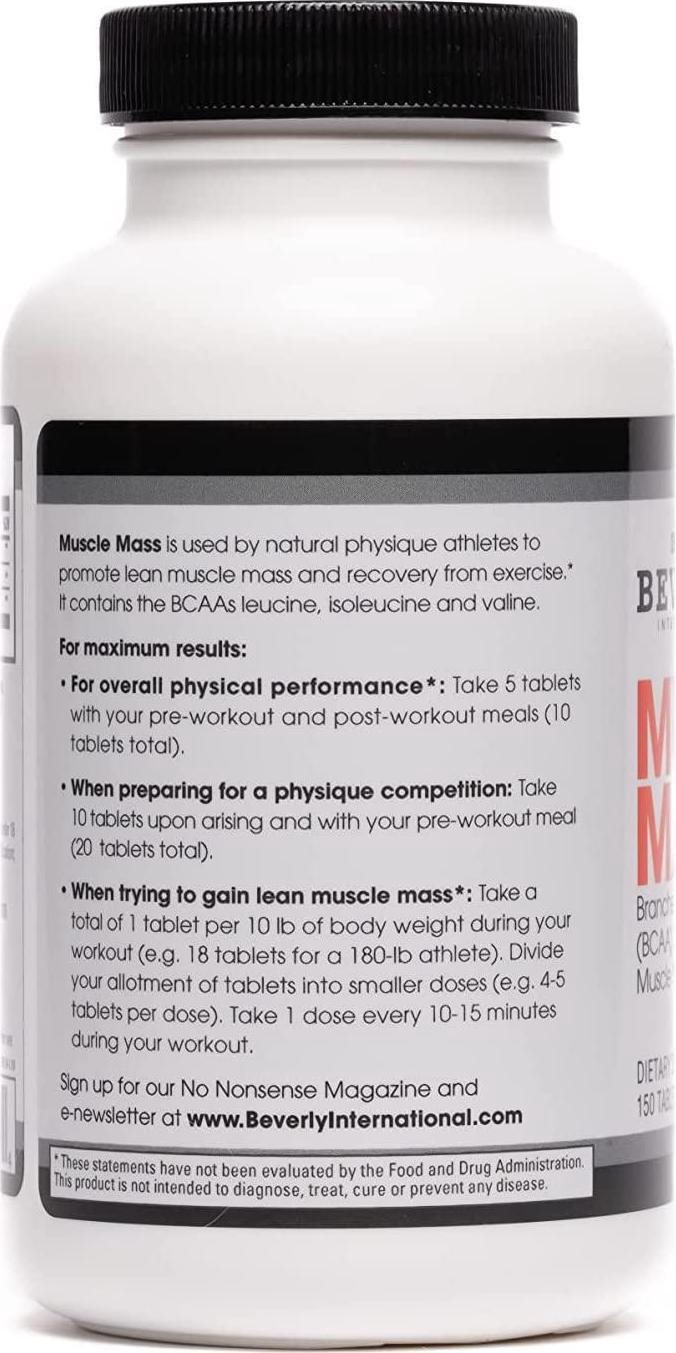 Beverly International Muscle Mass, 150 tablets. No-nonsense BCAA formula. Try this little-known trick for greater lean muscle size.