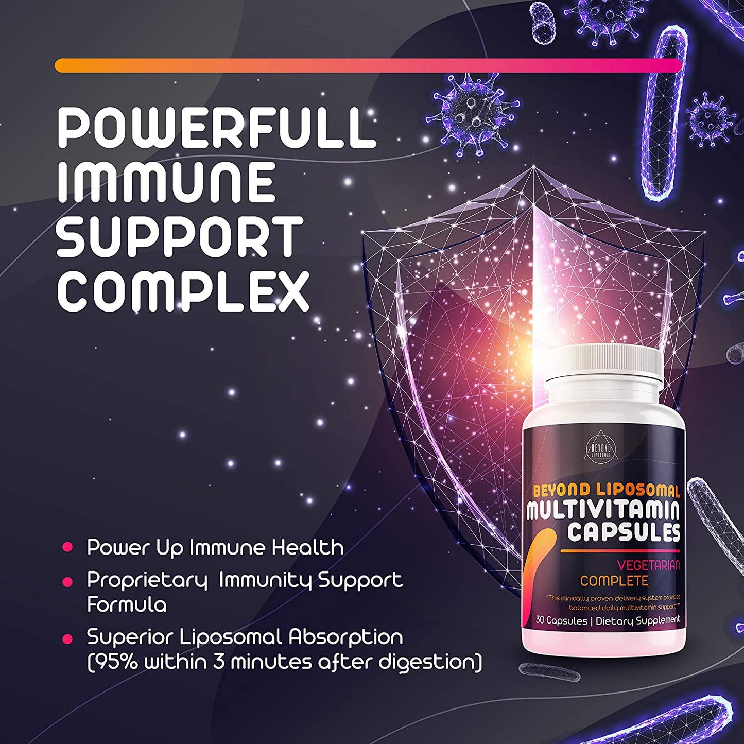 Beyond Liposomal Multivitamin for Men and Women - with Whole Food Vitamins, Organic Extracts - Natural Supplement - Best for Energy, General Health - Non-GMO Vegan - 30 Capsules