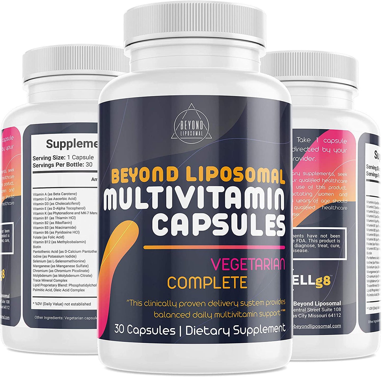 Beyond Liposomal Multivitamin for Men and Women - with Whole Food Vitamins, Organic Extracts - Natural Supplement - Best for Energy, General Health - Non-GMO Vegan - 30 Capsules