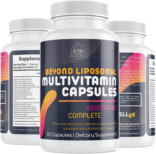Beyond Liposomal Multivitamin for Men and Women - with Whole Food Vitamins, Organic Extracts - Natural Supplement - Best for Energy, General Health - Non-GMO Vegan - 30 Capsules