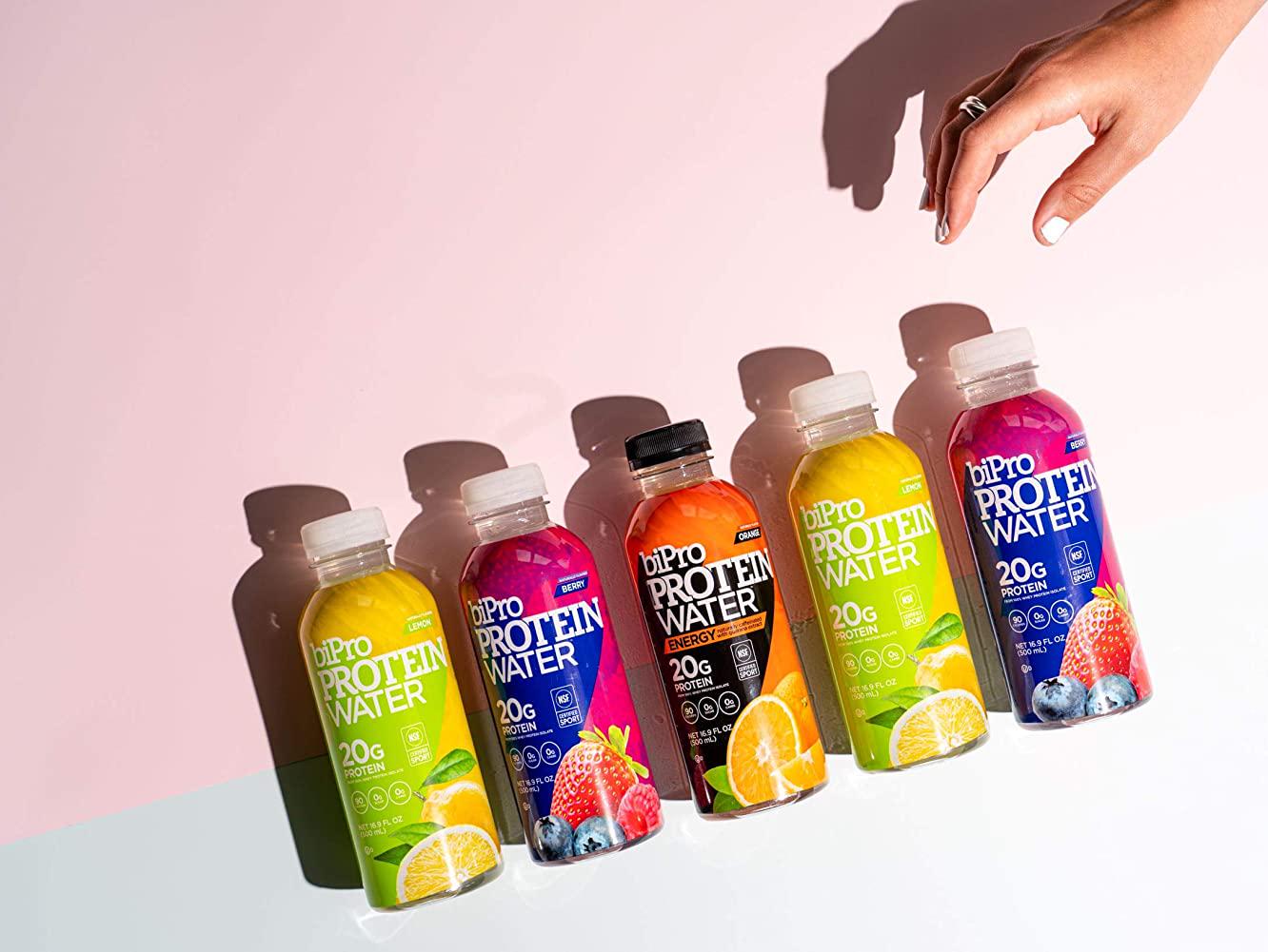 BiPro Protein Water, Lemon - NSF Certified for Sport, 20g Whey Protein, Sugar Free, Suitable for Lactose Intolerance, Gluten Free, Hormone Free, Naturally Sweetened, 16.9 Ounce, Pack of 12