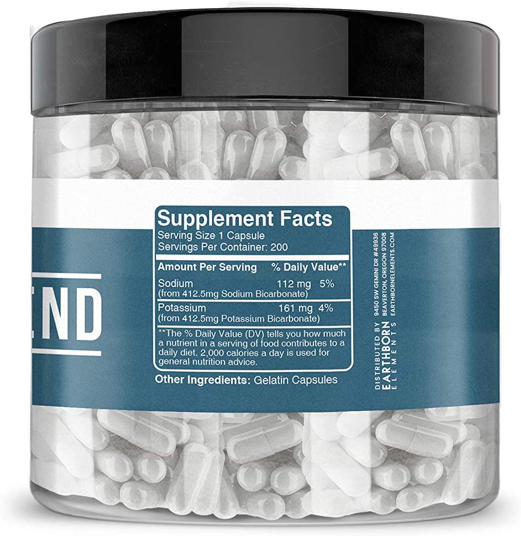 Bicarb Blend (200 Capsules) Gluten-Free, All Natural, No Additives or Fillers (825 mg/Servings)