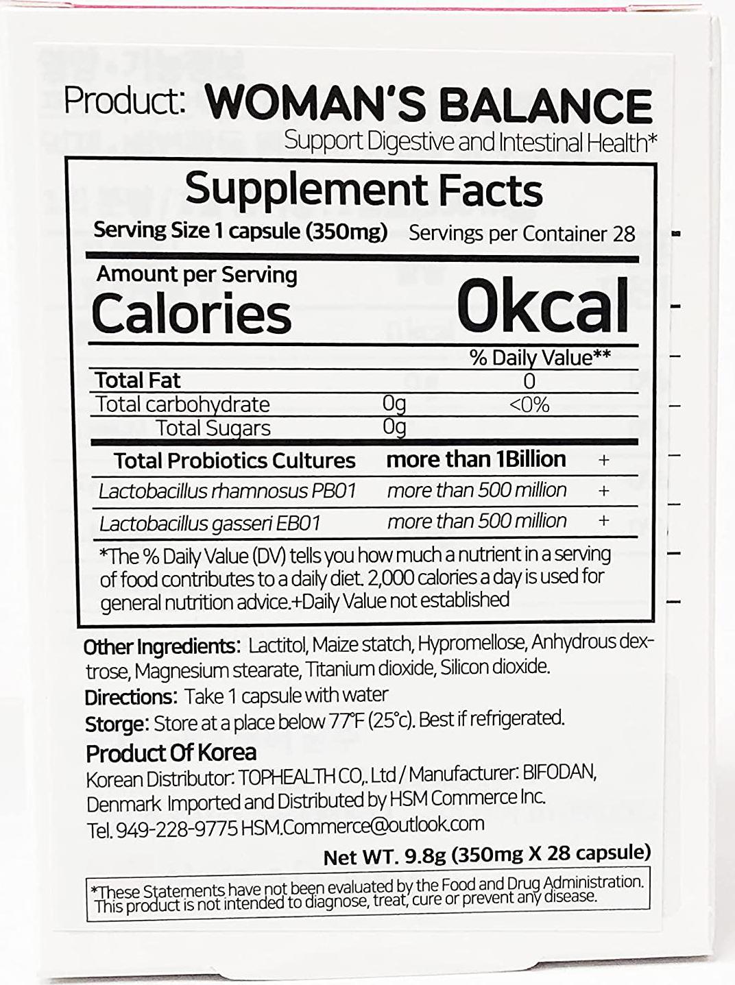 Bifolacto Women’s Balance Probiotics (1 Box of 28 Capsules), Premium Denmark Probiotics for Feminine Health, Specially Formulated and Patented Denmark Probiotics