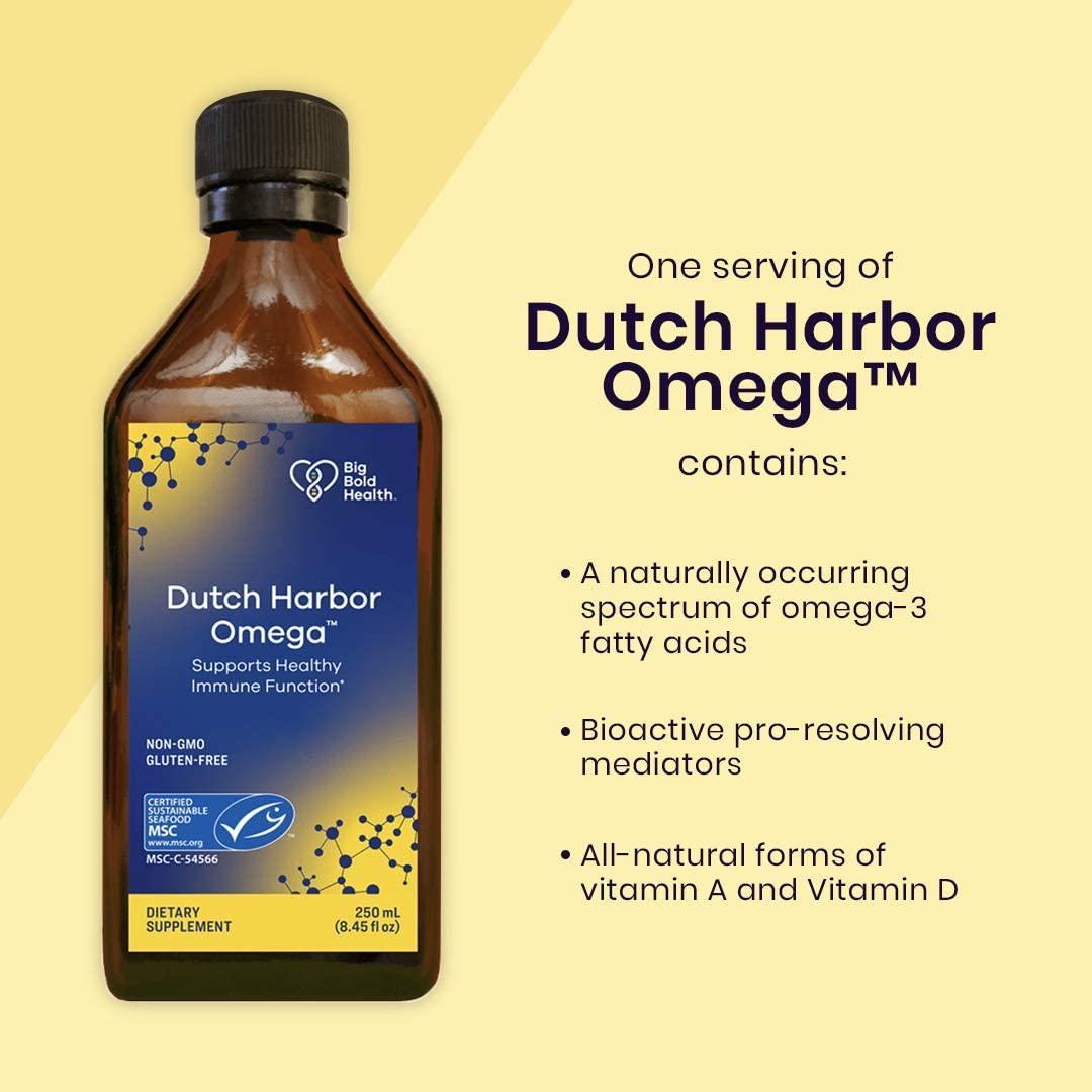 Big Bold Health Dutch Harbor Omega | Omega 3 Liquid Fish Oil Supplement | 250mL, 48 Servings, Natural Lemon Flavor |Wild Alaskan Cod Liver Fish Oil | Includes Omega-3 Fatty Acids with DPA, DHA, and EPA