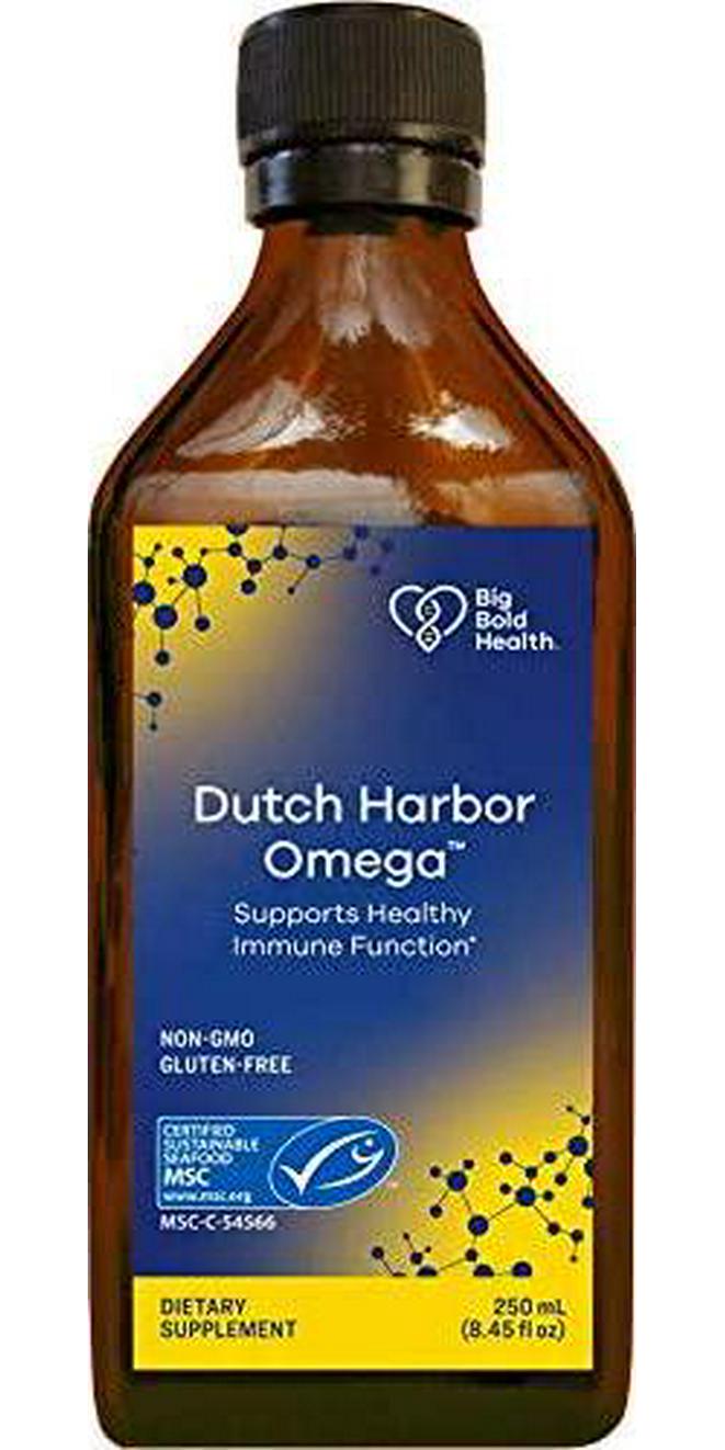 Big Bold Health Dutch Harbor Omega | Omega 3 Liquid Fish Oil Supplement | 250mL, 48 Servings, Natural Lemon Flavor |Wild Alaskan Cod Liver Fish Oil | Includes Omega-3 Fatty Acids with DPA, DHA, and EPA