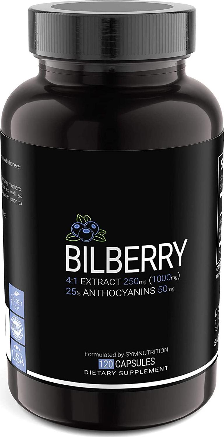 Bilberry Extract 1000mg, 25% Anthocyanins 50mg - 120 Count (V-Capsules) / 120 Servings; A European Blueberry Taken to Support Healthy Vision, Memory and Cognition | Non-GMO, Vegan and Gluten Free