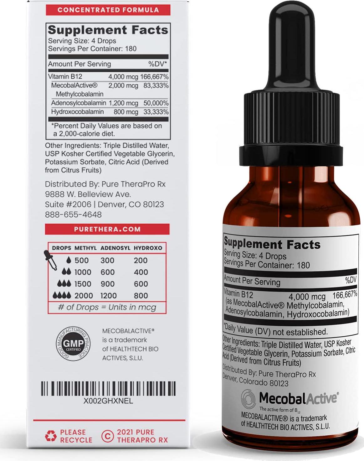 BioActive B12 Full-Spectrum (Sublingual Drops) 180 Day Supply: 4,000 mcg Per Serving | Includes 3-in-1 Bioavailable: Methylcobalamin, Adenosylcobalamin and Hydroxocobalamin | Vegan