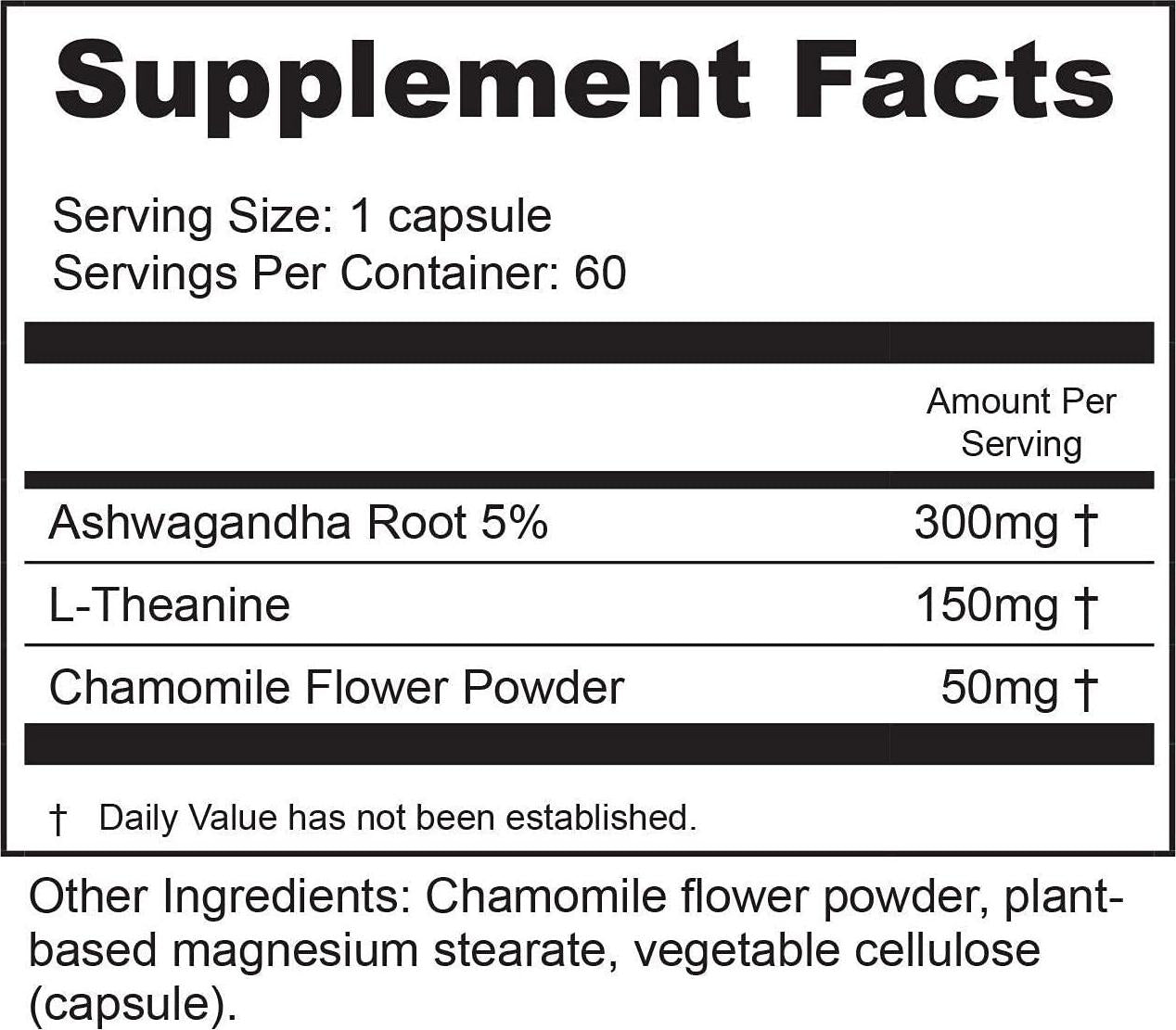 BioActive Nutrients Chill Supplement - Stress Relief, Anxiety Relief - Ashwagandha Pills - Pure, Calm Mood Boost Supplements with Herbs from Nature, Such as Ashwagandha Root - 60 Ashwagandha Capsules