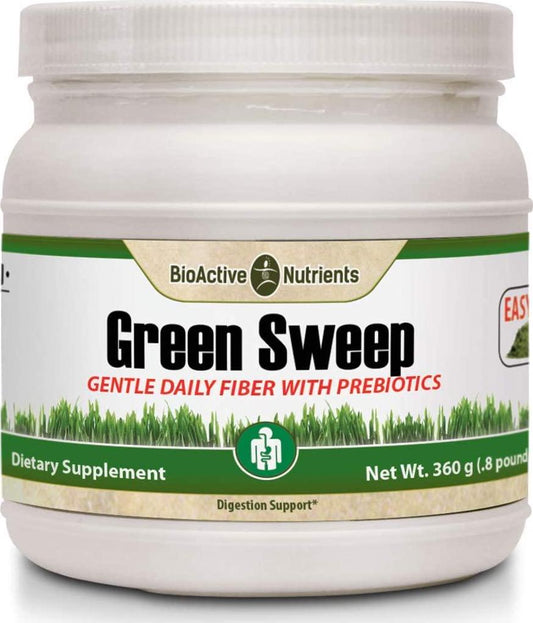 BioActive Nutrients Green Sweep Prebiotic Fiber Supplement - Advanced Daily Fiber Powder Supplements with Complete Prebiotics for a Gut Health Boost and a Healthy Life - for Women and Men - 360 Grams