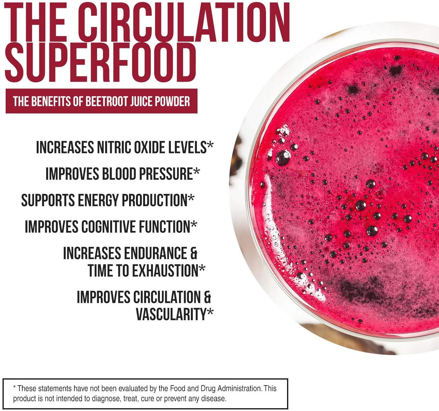 BioBeetÂ Max Strength Beet Root Juice Powder 20:1 Concentrate, Each Serving Derived from 60,000 mg Organic Beetroot - Cold-Pressed, USA Grown Nitric Oxide, Circulation Support 50 Servings