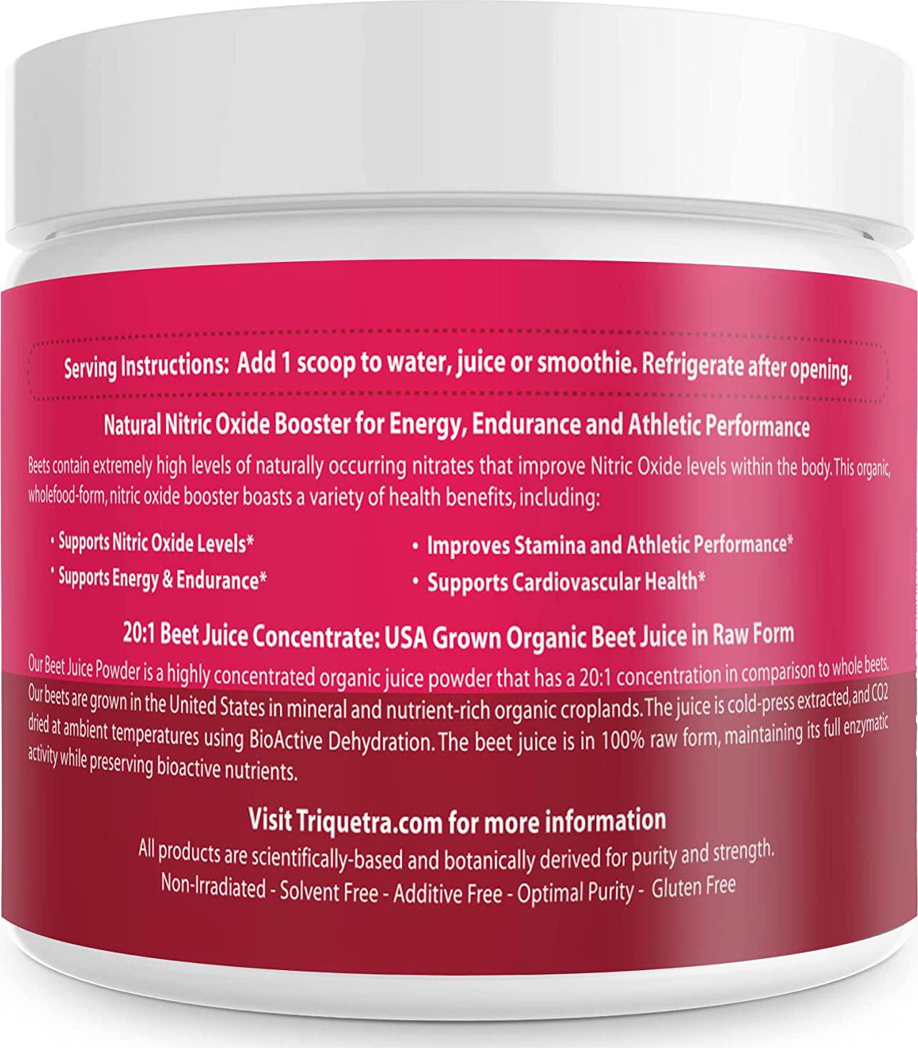 BioBeetÂ Max Strength Beet Root Juice Powder 20:1 Concentrate, Each Serving Derived from 60,000 mg Organic Beetroot - Cold-Pressed, USA Grown Nitric Oxide, Circulation Support 50 Servings