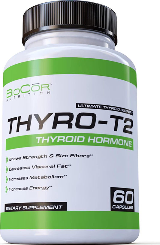 BioCor Nutrition Thyro-T2 Thyroid Hormone Fat Burner Supplement - Boost Metabolism and Lose Weight (60 Capsules - 1 Month Supply)
